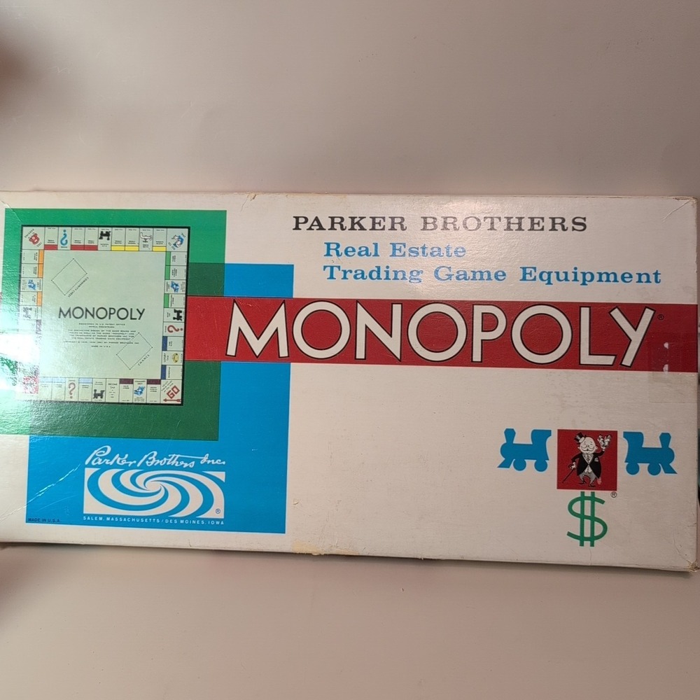 Vintage Parker Brothers Monopoly 1960s USA Salem Massachusetts Game Board Rare